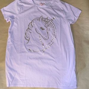Girls lavender short sleeve unicorn T-shirt